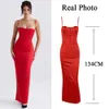 Feestjurken Mingming Creek Elegante spaghetti schouderband Prom Red Satin Body Celebrity Evening Backless Formele gelegenheidsjurk P230531