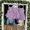 Glitter Lace Girl Pageant Dress 2023 Knee-Length Ball Gown Sequins Little Kid Birthday Formal Party Gowns Infant Toddler Teens Tiny Young Junior Miss Sky-Blue Lilac