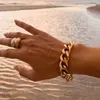 MICCI Gioielli da donna personalizzati all'ingrosso Collana girocollo in acciaio inossidabile placcato oro 18 carati 11 mm di spessore Chunky Miami Cuban Link Chain