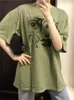 Qweek Y2K Grunge Графическая футболка Green Top Corean Fashion Harajuku негабаритные женщины Tees 90-х