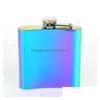 Hip Flasks Flask 20Pcs 3 Colors 6Oz Flagon Jug Rose Gold Rainbow Colorf Stainless Steel Wine Glass Whiskey Water Bottle Glasses Dh02 Dhm9O