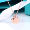 Fashion T Brand Double Heart Pendant Necklace New Charm Designer Necklace 18k