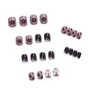 Faux Ongles Haute Qualité 24 pcs Fleur Pourpre Conception Porter Court Paragraphe Mode Manucure Patch Gagner Du Temps Ongle Portable