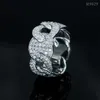 Bagues scintillantes en argent Sterling S925 pour hommes et femmes, bague cubaine en Moissanite, pour fête de mariage, joli cadeau, nouvelle mode