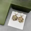 Kadınlar için Jewlery Designer Vintage Floral Elmas Saplamalar G Gold Hoop Küpeler Altın Petal Kutu Doğum Günü Hediyesi V85E#