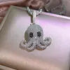 Handgemaakte Iced Out Octopus Hanger Ketting HipHop Sieraden Voor Vrouwen Mannen Micro Pave Zirkoon Rock Hanger Gift