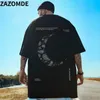 ZAZOMDE Hommes Lune Imprimer T-shirts Lâche Surdimensionné T-shirts Casual Mode Tops Couples Harajuku T-shirt Streetwear Hip Hop T-shirt L230520