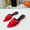 New Tribute Woven Mules Sandals Slippers Slides heeled Flat heels Pointed toe cap women's luxury designers Patent Leather outsole Casual shoes factory footwear