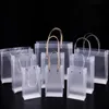 Present Wrap 10 30st Custom PVC Transparent påse med handtag Clear Tote PP Frosted Plastic Shopping Clothing Drinks Packaging 230601