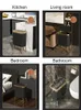 صناديق النفايات سلة المهملات الفاخرة الذهبية للمطبخ الإبداعي Highfoot Black Garbage Tin Bathroom 230531