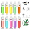 Аутентичный Aierbota Sunfire 600 Puffs Ondesable Vape TPD Зарегистрированные 10 вкусов Deseacable Vapor Stick Float Pen