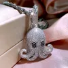Handgemaakte Iced Out Octopus Hanger Ketting HipHop Sieraden Voor Vrouwen Mannen Micro Pave Zirkoon Rock Hanger Gift