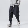 Männer Hosen Chinesischen Stil Baumwolle Leinen Harem Männer Feste Elastische Taille Streetwear Jogger Baggy Drop-gabelung Casual Hosen