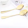 Dinnerware Sets 5 Piece Gold Tableware Set Stainless Steel Service Utensils Buffet Catering Colorander Spoon Fork Silver 230531