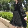 Casual Dresses Women's Dress Long Sleeve Black Gothic Style Female Clothing Harajuku Kawaii Lolita Goth Midi 2023 Emo Oversize Robe