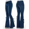 Dames Jeans Dames Mid Waist Denim Boot Cut Broek Stretch Effen Kleur Flared Broek BuScrunch Liften Bil