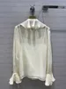 Women's Blouses & Shirts designer Ruffle Lace Silk Shirt Korean Edition High end Micro Transparent Long Sleeve Top for Women A6HK