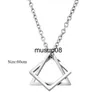 Pendant Necklaces Geometry Interlocking Square Triangle Male Pendant for Men Zinc Alloy Modern Trendy Geometric Stacking Streetwear Necklace J230601