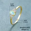 Bandringar Dainty Female White Oval Ring Charm Gold Color Thin Wedding For Women Round Crystal Engagement