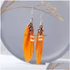 Charm Bohemian Tassel örhängen Rispärlor Feather Womens Fashion Accessoarer Drop Delivery Jewelry DHPW7