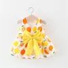 Mädchen Kleider 2023 Sommer Baby Kleidung Prinzessin Kleid Outfits Sunsuit Zitrone Druck Bogen Geboren Kleinkind Für 0-3T