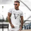 T-shirt da uomo Nuovi uomini Moda casual T-shirt da palestra stampata Fitness Bodybuilding T-shirt in cotone manica corta Slim Tee Top Abbigliamento da allenamento maschile T230601