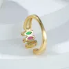 Anneaux de bande de luxe femme petit anneau classique couleur or jaune fiançailles délicat Zircon mariage pour les femmes
