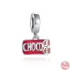 Для Pandora Charms Authentic 925 Silver Beads Beads Bead Chocolate Cat TV Bow Alarm Alarm Bracelet Charm