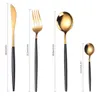 Geschirr-Sets, 30-teiliges goldenes Geschirr-Set, Edelstahl, Steakmesser, Gabel, Kaffeelöffel, Tee, Sicherheitsküche, 230531