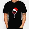 T-shirts pour hommes Verre à vin Chapeau de Noël graphique coton vêtements de haute qualité marque hommes Happy New Year T-shirt P230601