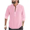 Mannen Casual Shirts 2023 Mannen Blouse Katoen Linnen Shirt Losse Tops Groen Lange Mouw Tee Lente Zomer Trendy Knappe mens