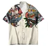 Heren Casual Shirts Vintage Japanse Opera Ghost Hawaiian Festival Summer Beach Short Sleeve Vacation Plus Size