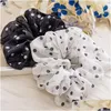 Hair Rubber Bands Chiffon Polka Dot Printed Scrunchies Women Girl Sweet Elastic Ponytail Holder Summer Thin Drop Delivery Jewelry Ha Dhzx6