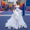 Stunning Detachable Train Wedding Dresses Off The Shoulder Cascading Ruffles Bridal Dress Satin Mermaid Country Mariee 326 326