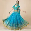 Stage Wear Sari Bollywood Set Belly Dance Costume Outfits Festival Cosplay Performance Brodé Longue Maxi Jupe