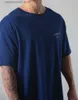 T-shirts pour hommes été nouvelle marque de mode pour hommes pur coton col rond t-shirt loisirs gym musculation style mince imprimé sport chemise bleu marine T230601