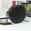 2023 Bolsa Tote de Designer de Luxo Bolsas de Ombro Bolsas Corpo Cruz Mini Forma Redonda Circular Clutch Carteira Feminina Corrente de Ouro de Alta Qualidade Bolsa de Couro Genuíno