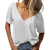Women's T Shirts Women's Fashion Deep V Neck Short Sleeve Top Solid Color Casual Loose Basic Shirt 3xl Women Athletic Pack