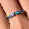 Anéis de banda Bamos Cute Silver Color Trendy White/Blue Finger Engagement Jewelry For Women Best Gifts