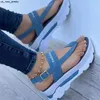 Sandaler Summer Platform Ladies Sandaler Wedge Solid Color Flip Flops Fashion Woman's Sandals Outdoor Light Casual Woman's Roman Sandals J230601