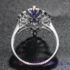 Klusterringar blå zirkon charm 925 silver smycken mode kvinnor kristall kinesiska gåvor vintage amuletter naturlig justerbar ring