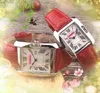 Męskie Women Square Roman Tank Gila Watches Kwarc Ruch Mężczyzna Zegarek czasowy Zegarek czerwony czarny brązowy skórzany pasek Montre de Luxe Perfect Quality