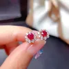 Stud Earrings Ruby 925 Silver Lady Simple Fresh And Cute 4mm