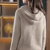 Women's Sweaters S-XXLCasual Premium Cashmere Wool Sweater Solid Color Knit Pullover Ladies Long Sleeve Hooded Autumn And Winter