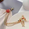 Pins Brooches Retro Women's Knight Sword Baroque Style Tassel Palace Gold Crystal Chain Pin Emblem Neutral brooch G230529