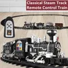 Elétrica/RC Track 206CM Super Track Remote Control Train Add Water Smoke Light Music Puzzle Ensino Pai-Filho Interação DIY Assembly RC Toy 230601