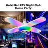 LED Disco Light Bulb music lamp, E26/E27 Screw Socket Speaker 50W Four Blade Light with Remote Bluetooth Control RGB for Party/DJ/KTV deformable foldable