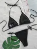 2023 New Sexy Women Summer 2PCS Bikini Sets Ladies Pearl Decoration Halter V-neck Lace Up Bra + Low Waist Panties Bathing Suit