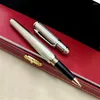 Högklassig CA -serie Silver Metal Rollerball Pen Luxury Writing Stationery Gift Office School Supplies Gel Pennor With Gem