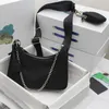 デザイナーCleo Re Edition 2000 2005 Nylon Leather Bag Women Hobo 3 Piece Set Armpit Under Arm Crossbody Handbag Sholdled Luxury Handbags Black P 37pv＃